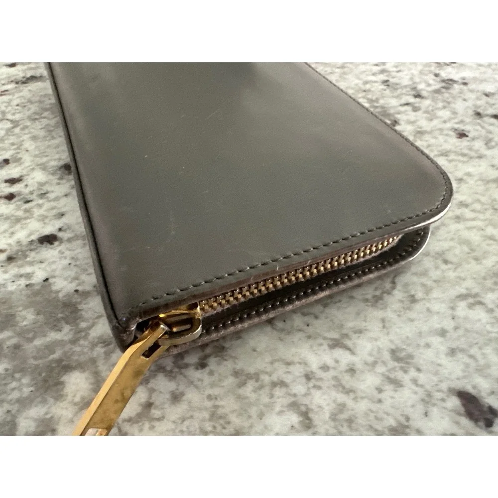 Saint Laurent Paris gray long zip-around wallet
